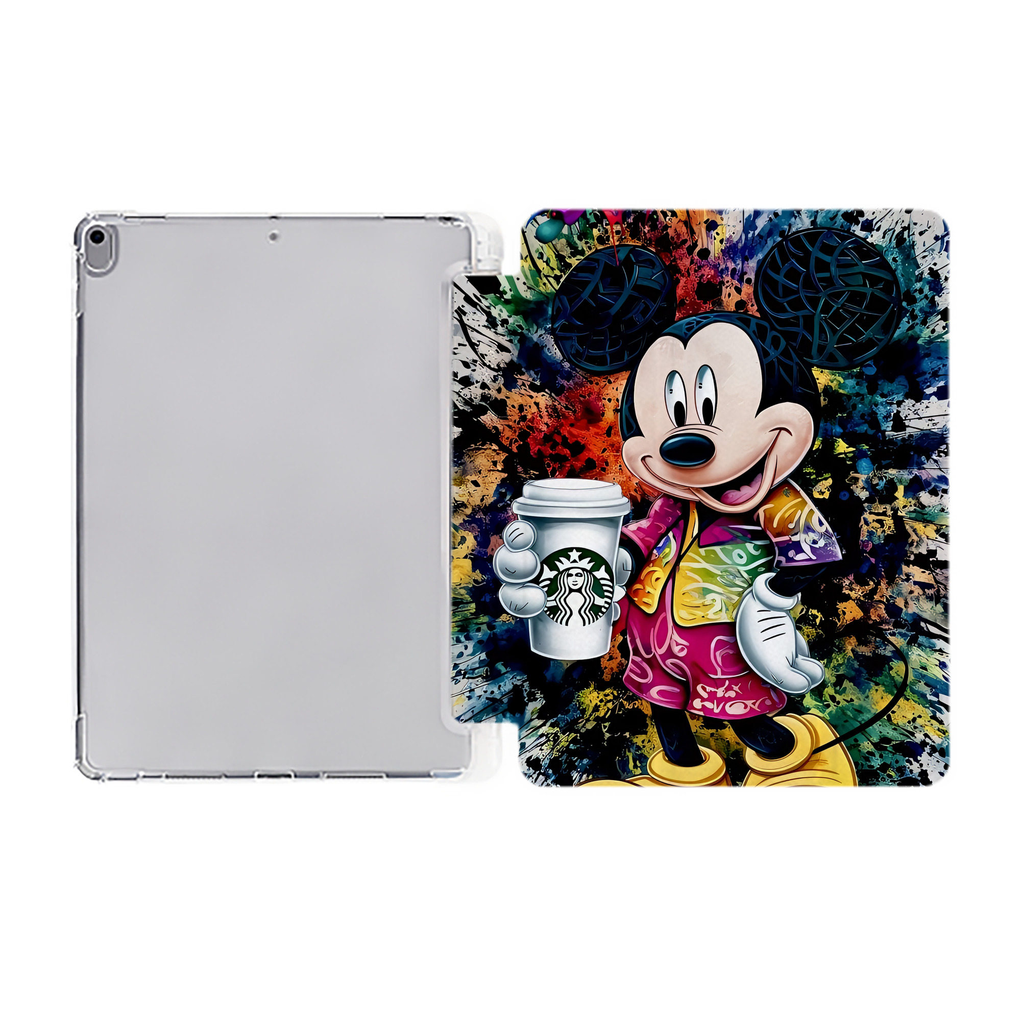 （画像用） ミッキーマウス Mickey Mouse IPad ケース ペン収納付き 三つ折りスタンド PUレザー×シリコン 対応機種9.5/10.5/10.9インチ